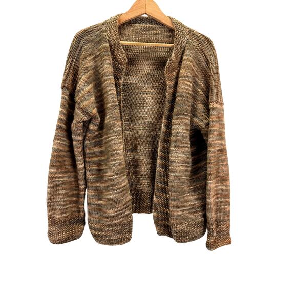 Handmade Knit Cardigan Womens M L Brown Wool Country Western Cottage Boho - Picture 1 of 7